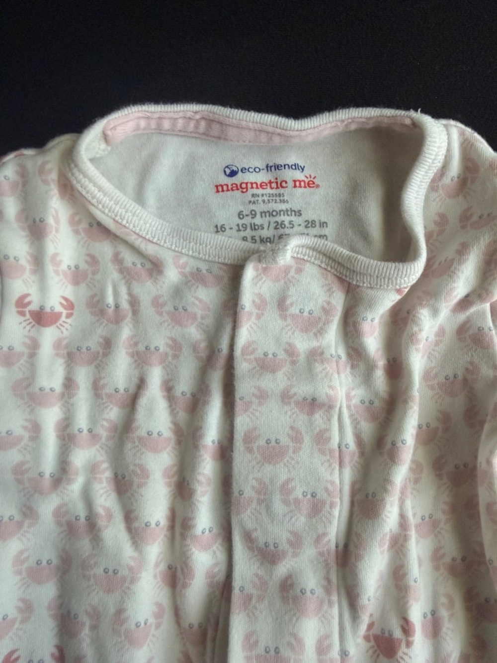 Magnetic Me White and Pink Crab Print Baby Sleeper